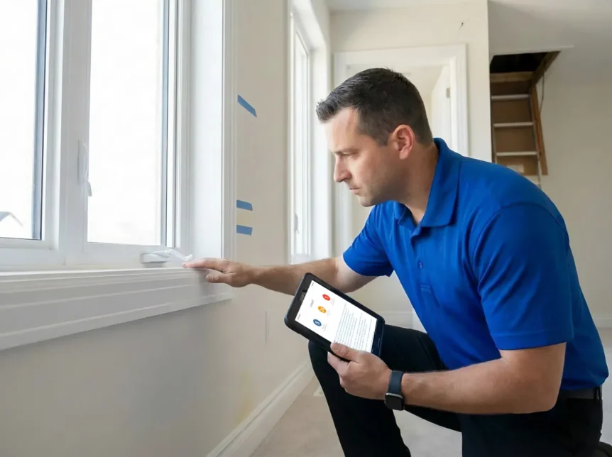 Inspector conducting a tarion warranty inspection